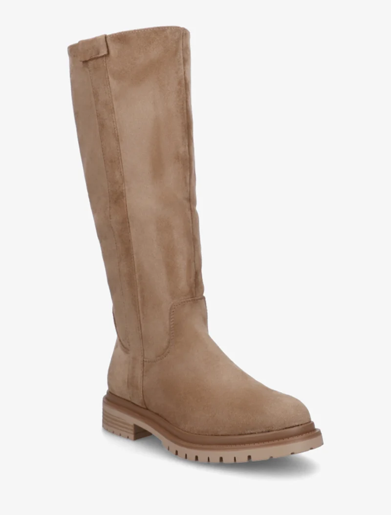 Bottes en suédine à semelle crantée - Taupe