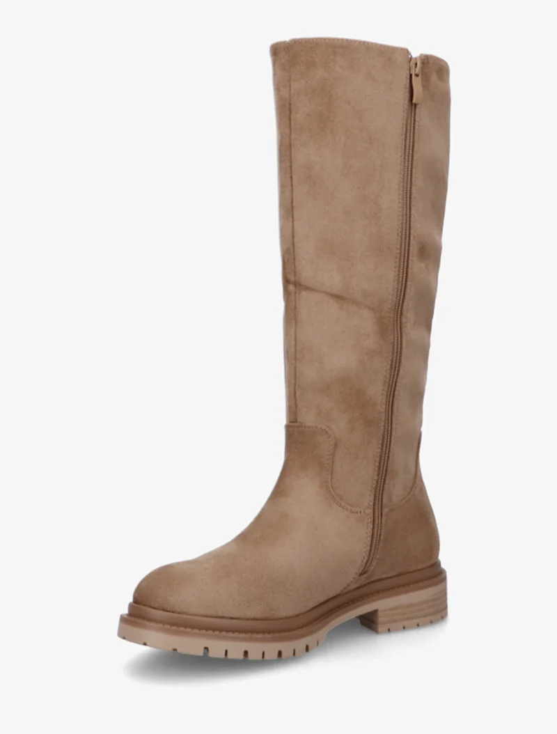 Bottes en suédine à semelle crantée - Taupe