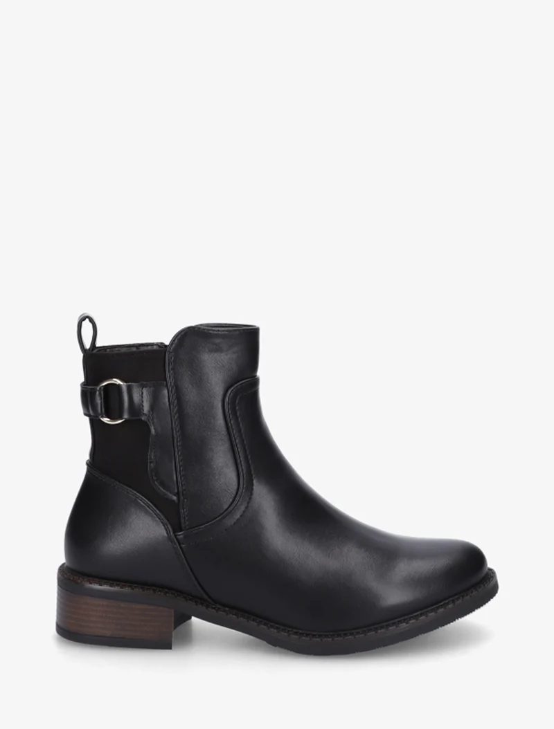 Bottines en simili et suédine - Noir