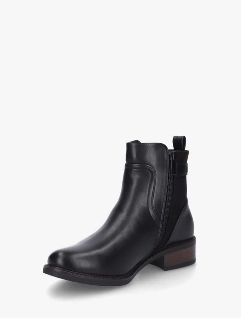 Bottines en simili et suédine - Noir