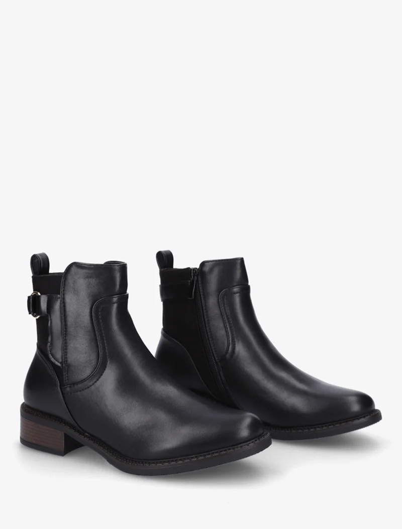 Bottines en simili et suédine - Noir