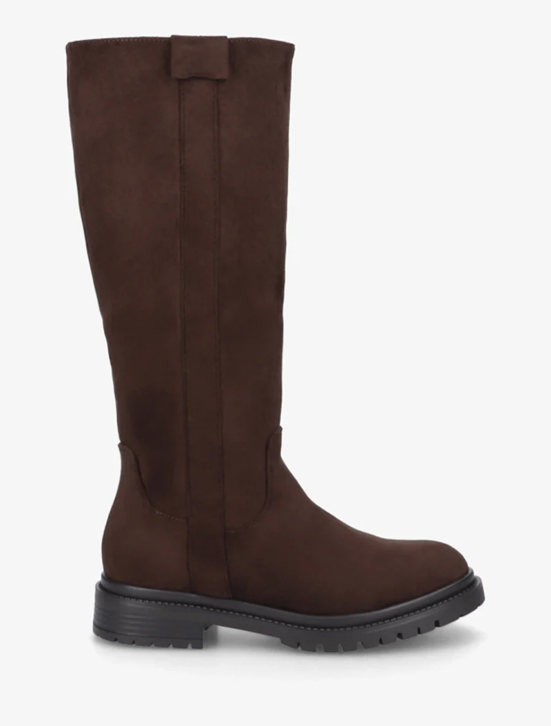 Bottes en suédine à semelle crantée - Marron