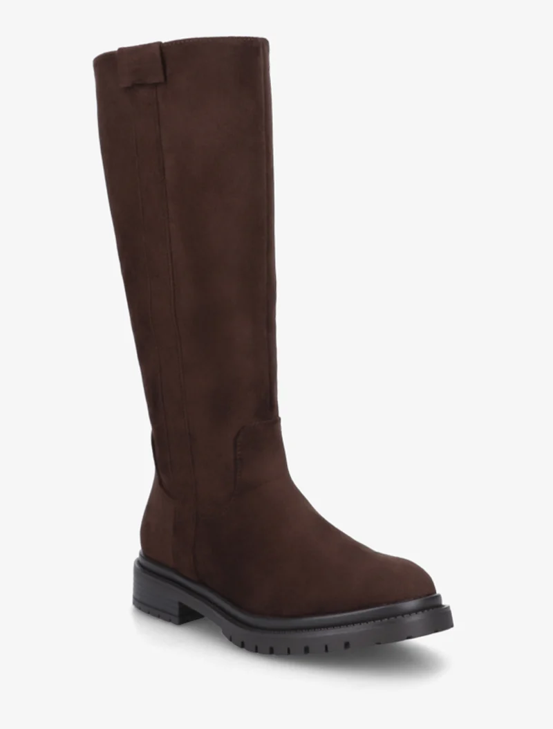 Bottes en suédine à semelle crantée - Marron