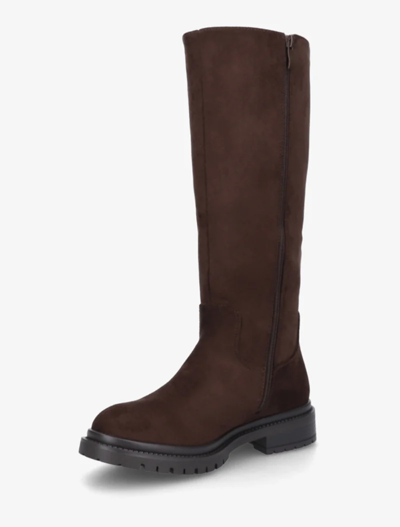 Bottes en suédine à semelle crantée - Marron