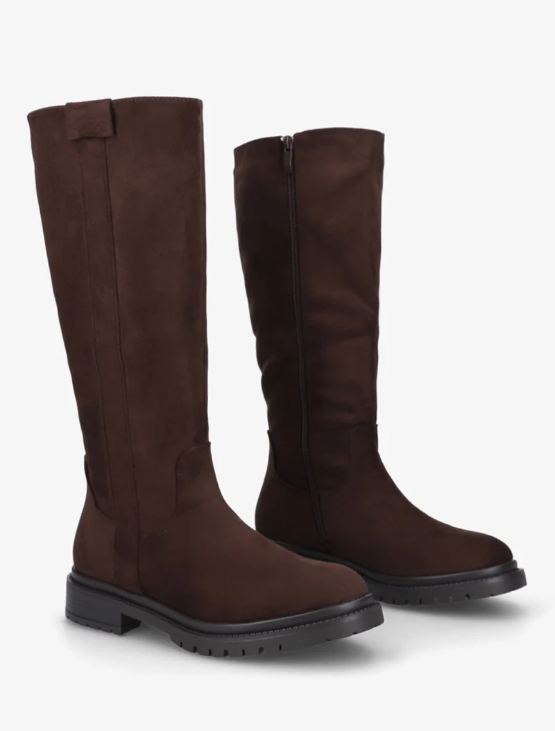 Bottes en suédine à semelle crantée - Marron