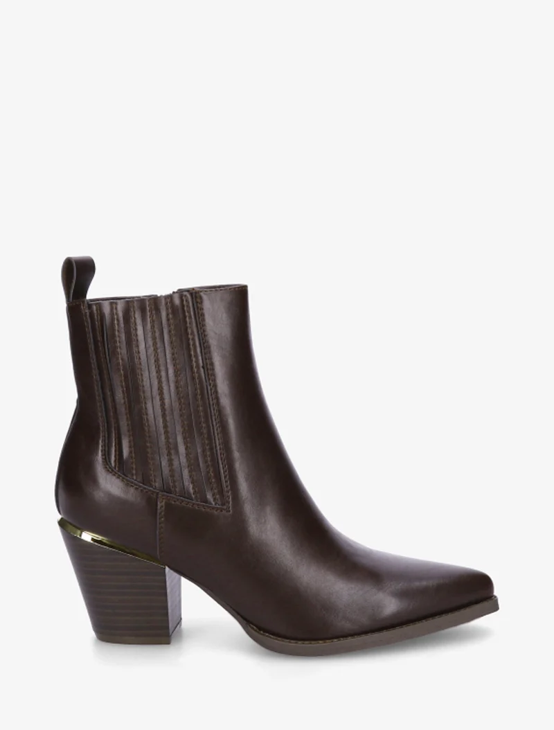 Bottines en simili style santiags - Chocolat