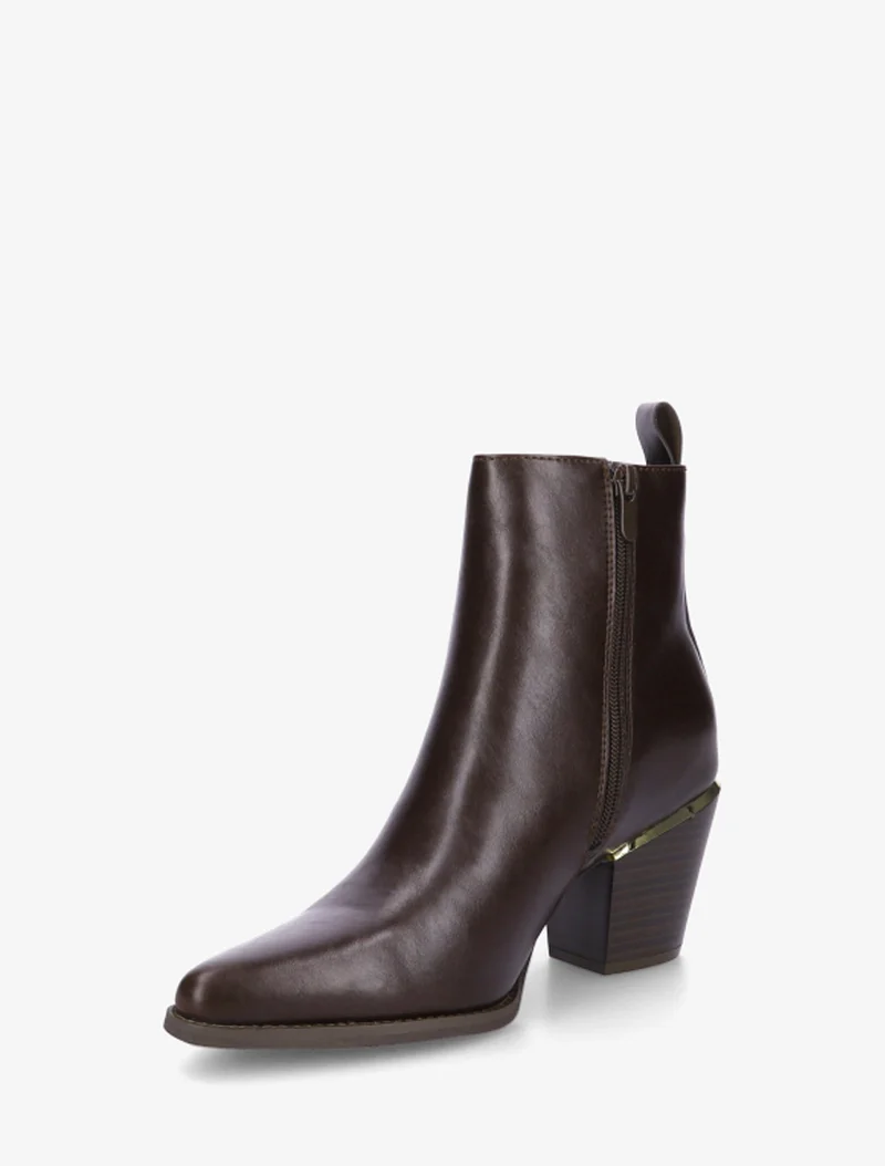 Bottines en simili style santiags - Chocolat