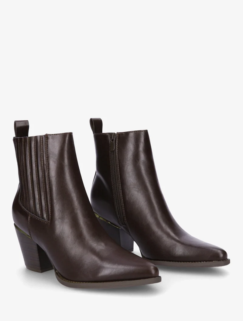 Bottines en simili style santiags - Chocolat