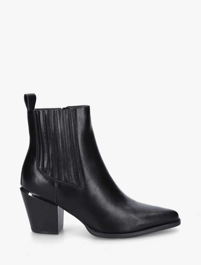 Bottines en simili style santiags - Noir
