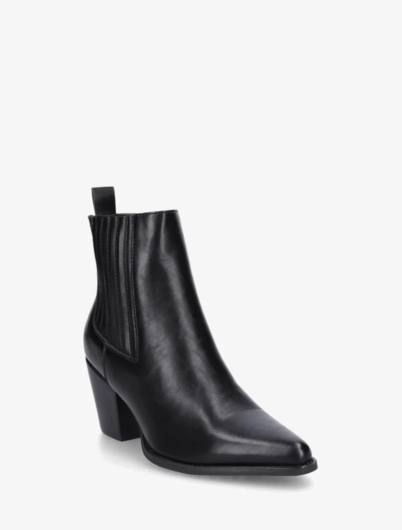 Bottines en simili style santiags - Noir