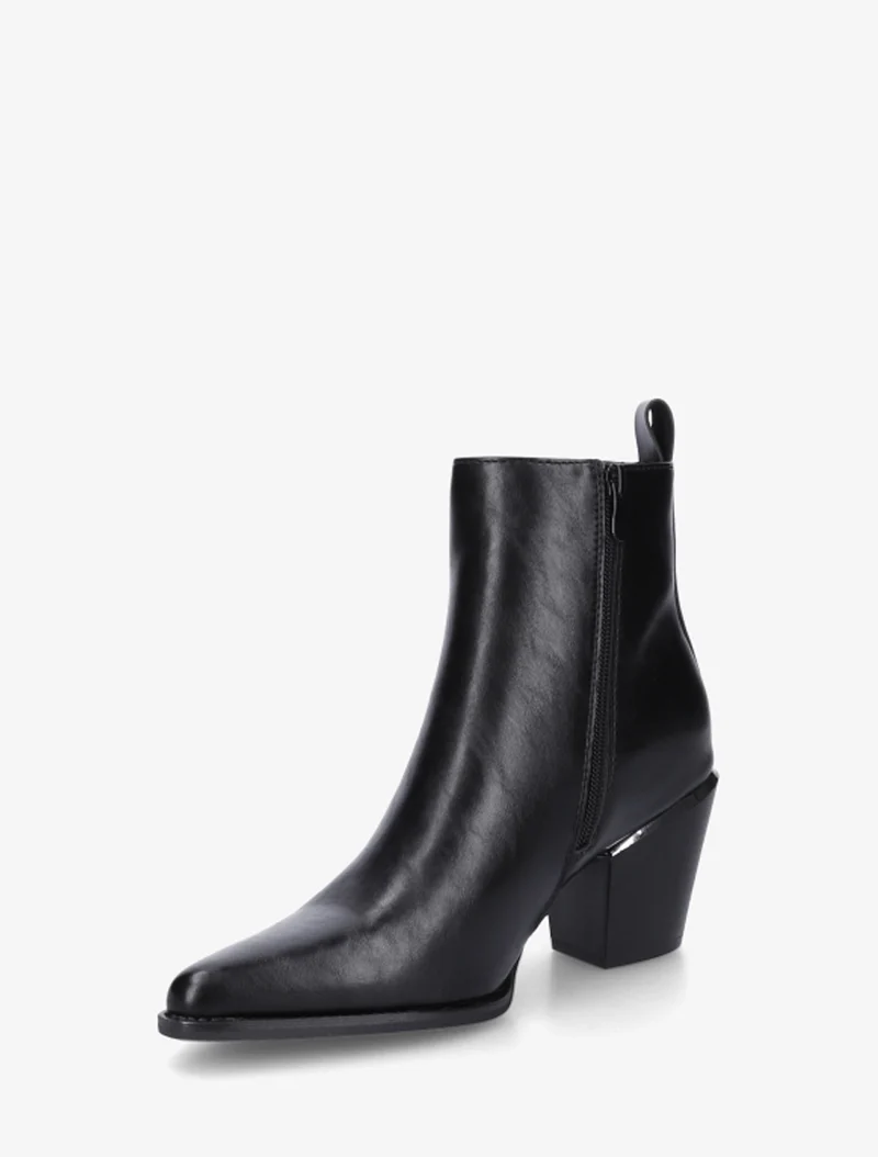 Bottines en simili style santiags - Noir