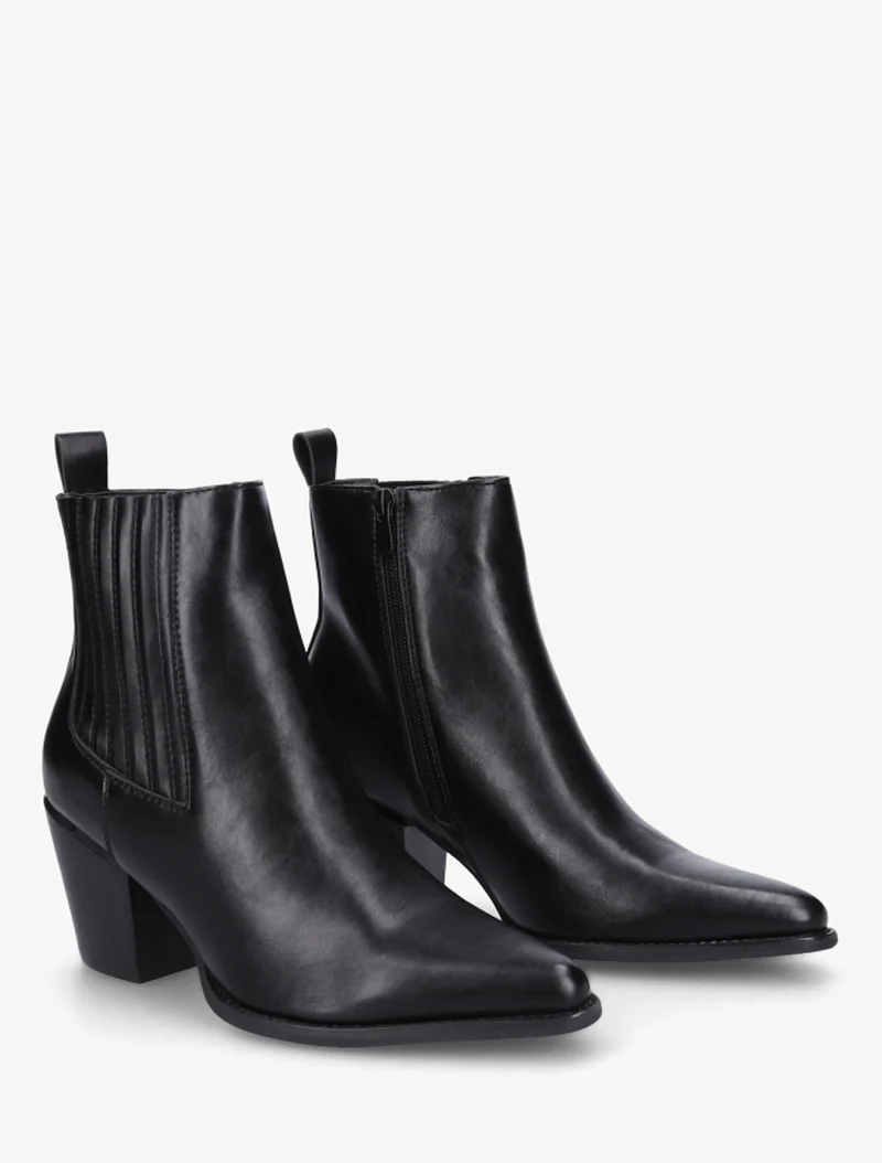 Bottines en simili style santiags - Noir