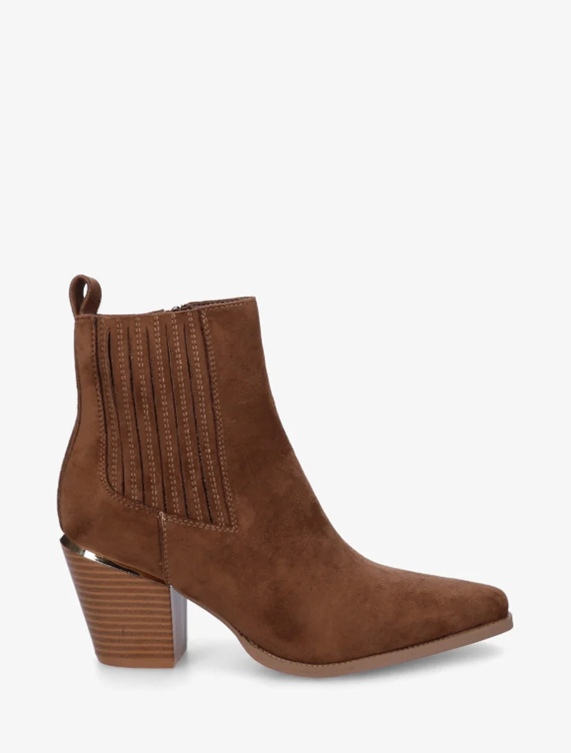 Bottines en suédine style santiags - Chocolat