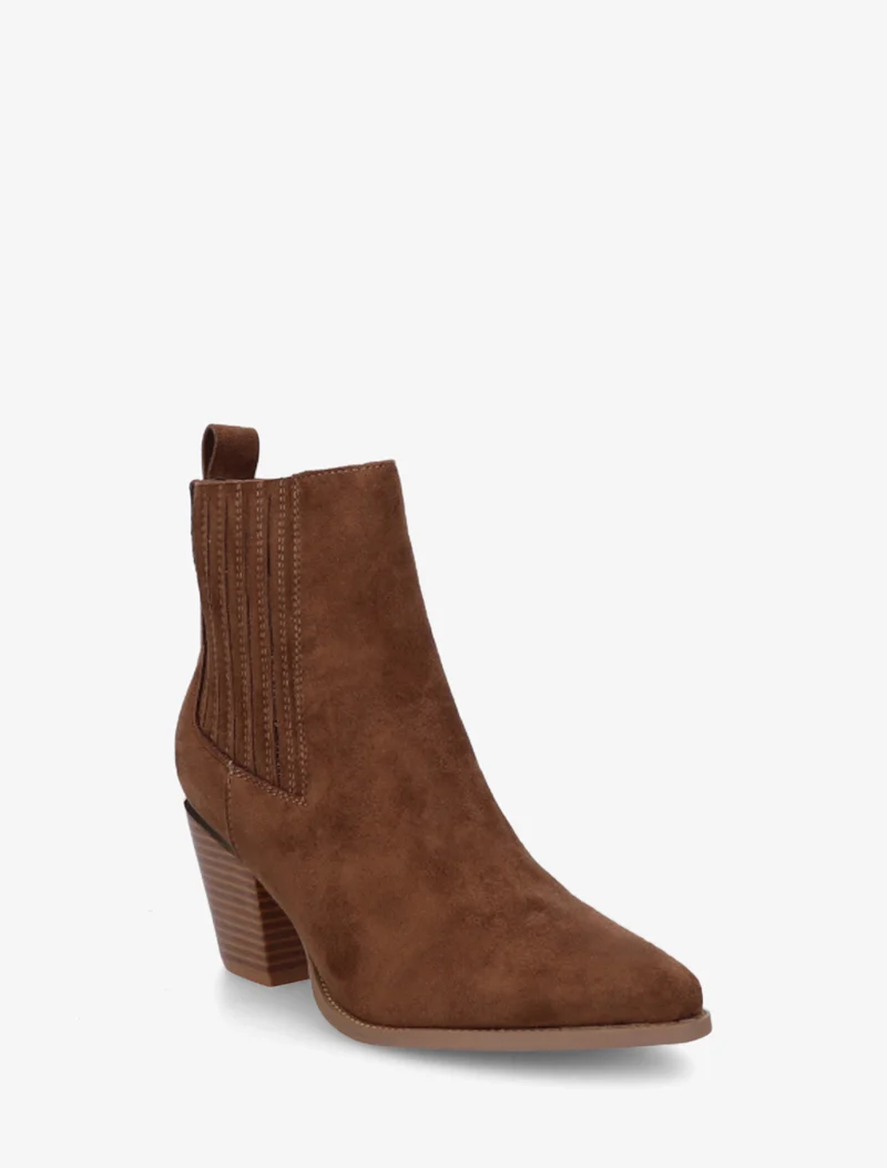 Bottines en suédine style santiags - Chocolat