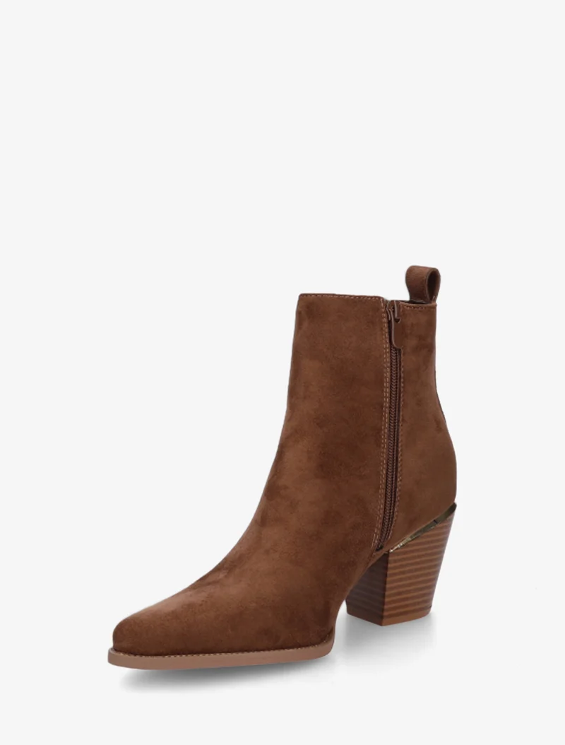 Bottines en suédine style santiags - Chocolat