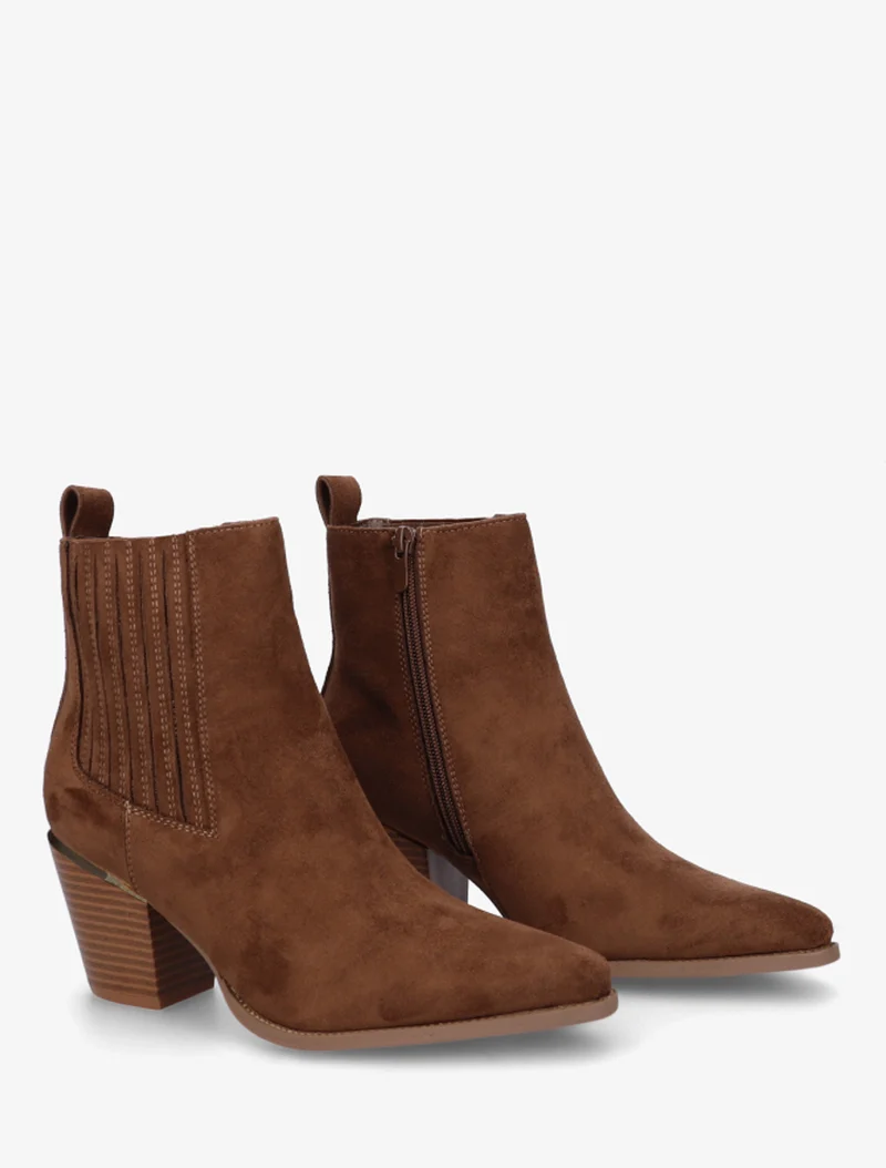 Bottines en suédine style santiags - Chocolat