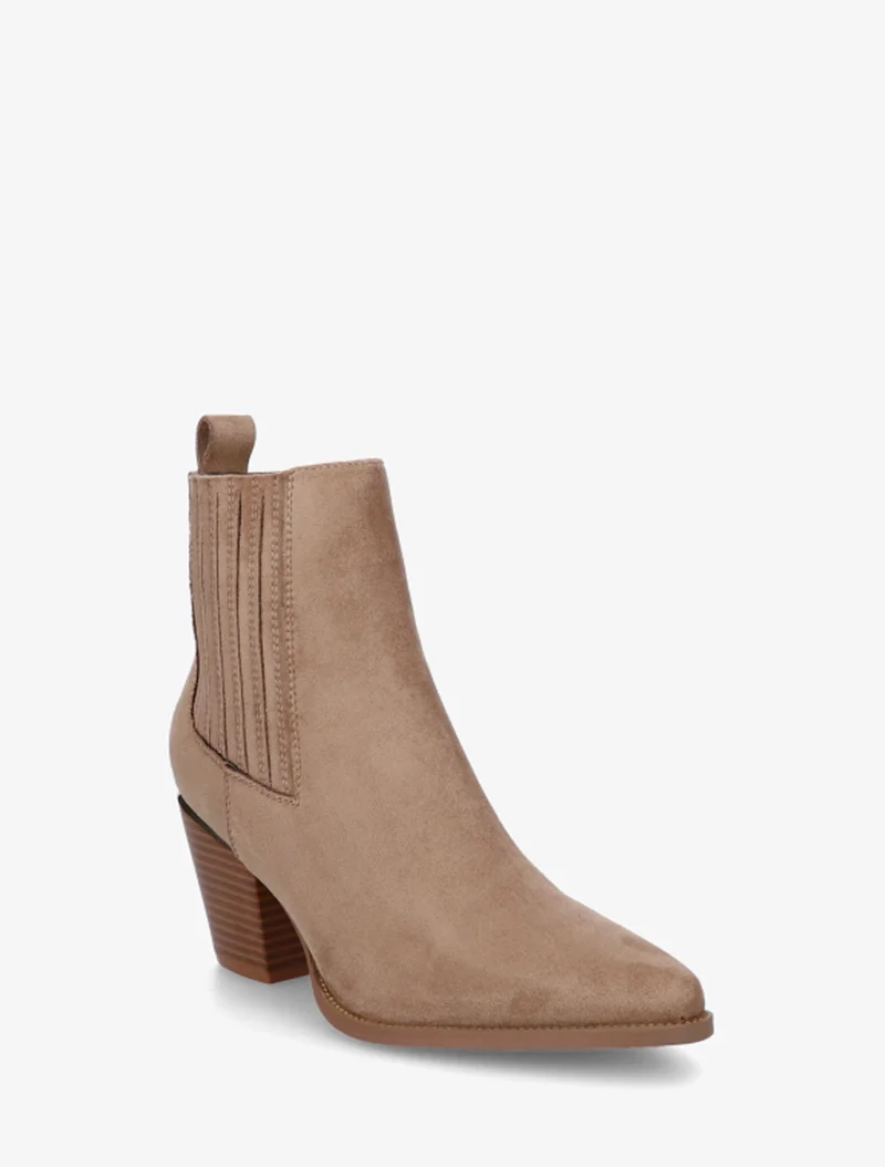 Bottines en suédine style santiags - Taupe