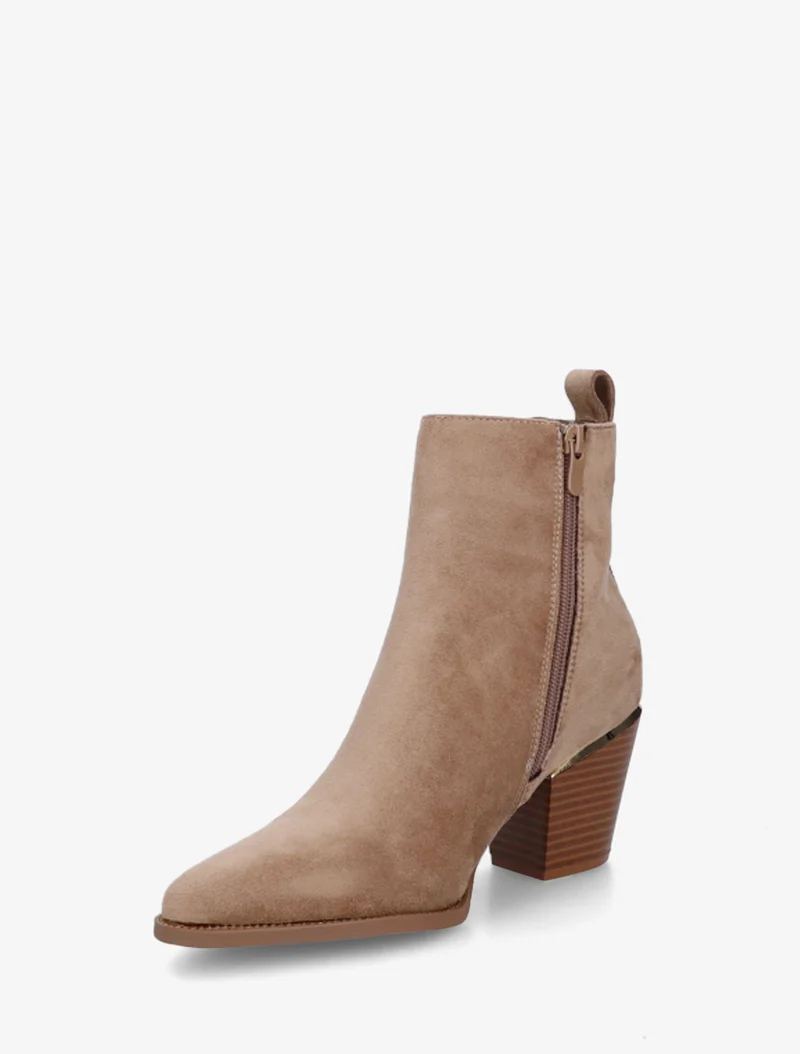 Bottines en suédine style santiags - Taupe