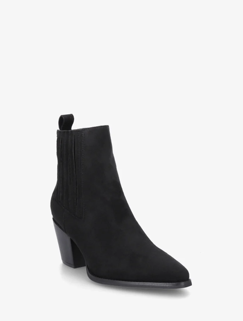 Bottines en suédine style santiags - Noir