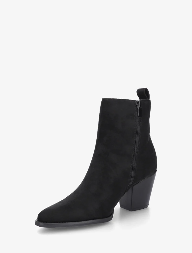 Bottines en suédine style santiags - Noir