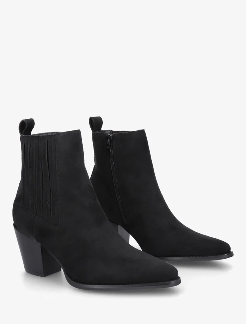 Bottines en suédine style santiags - Noir
