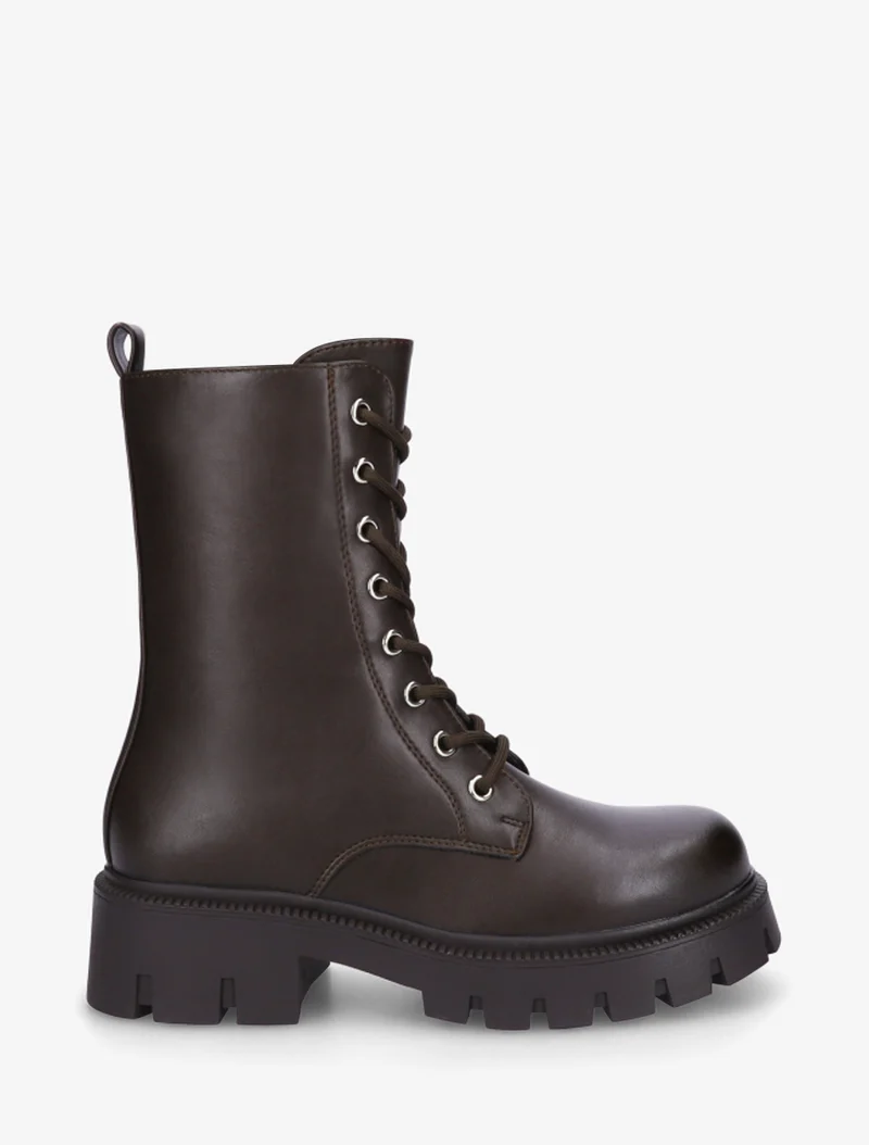 Bottines montantes à lacets - Chocolat