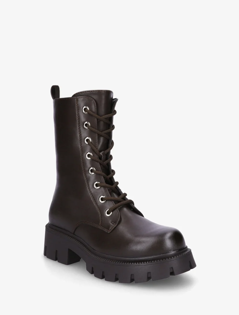 Bottines montantes à lacets - Chocolat
