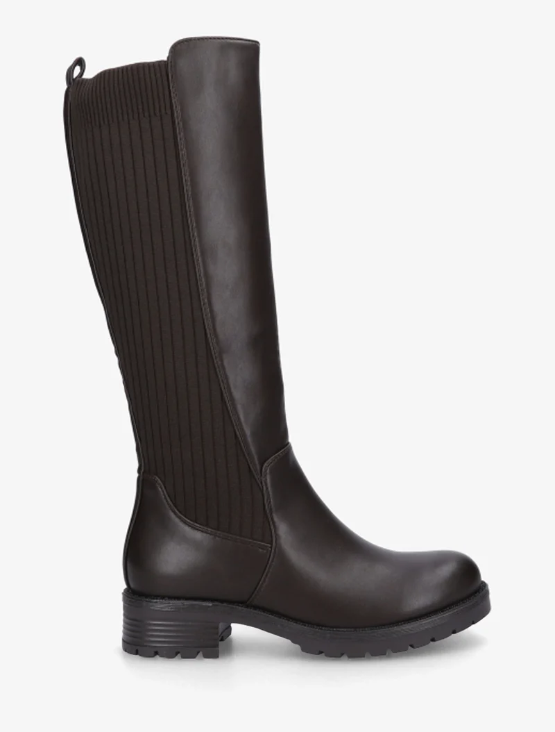 Bottes élastiquées en tissu côtelé - Chocolat