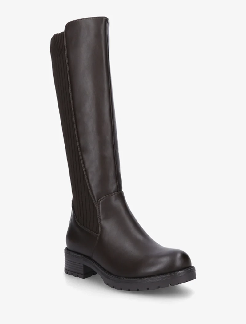 Bottes élastiquées en tissu côtelé - Chocolat