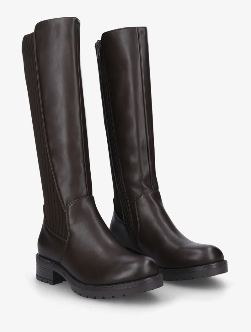 Bottes élastiquées en tissu côtelé - Chocolat