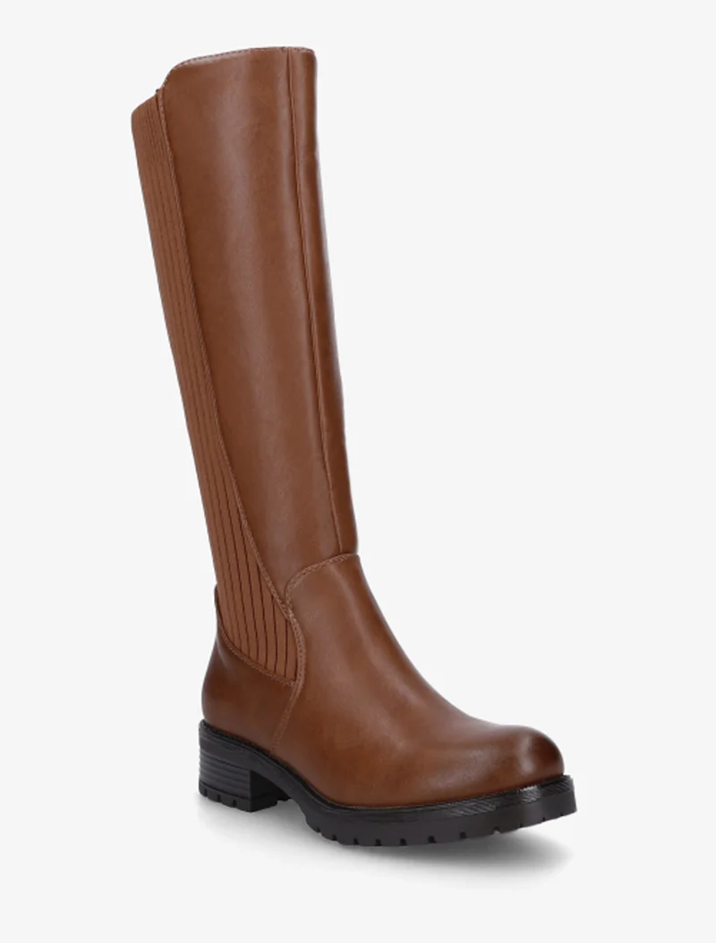 Bottes élastiquées en tissu côtelé - Camel