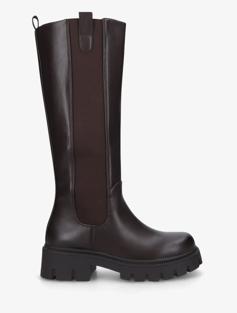 Bottes élastiquées en simili - Chocolat