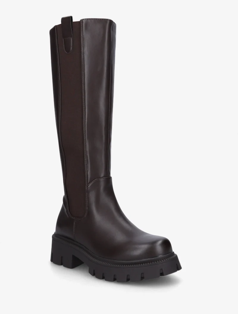 Bottes élastiquées en simili - Chocolat