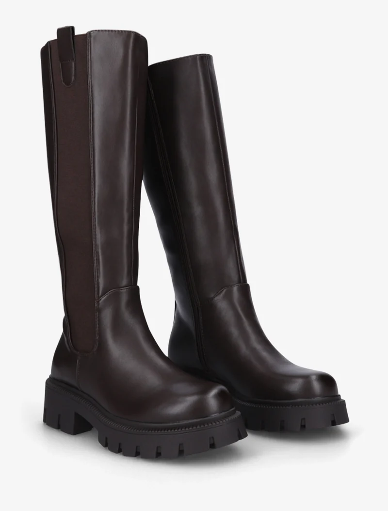 Bottes élastiquées en simili - Chocolat