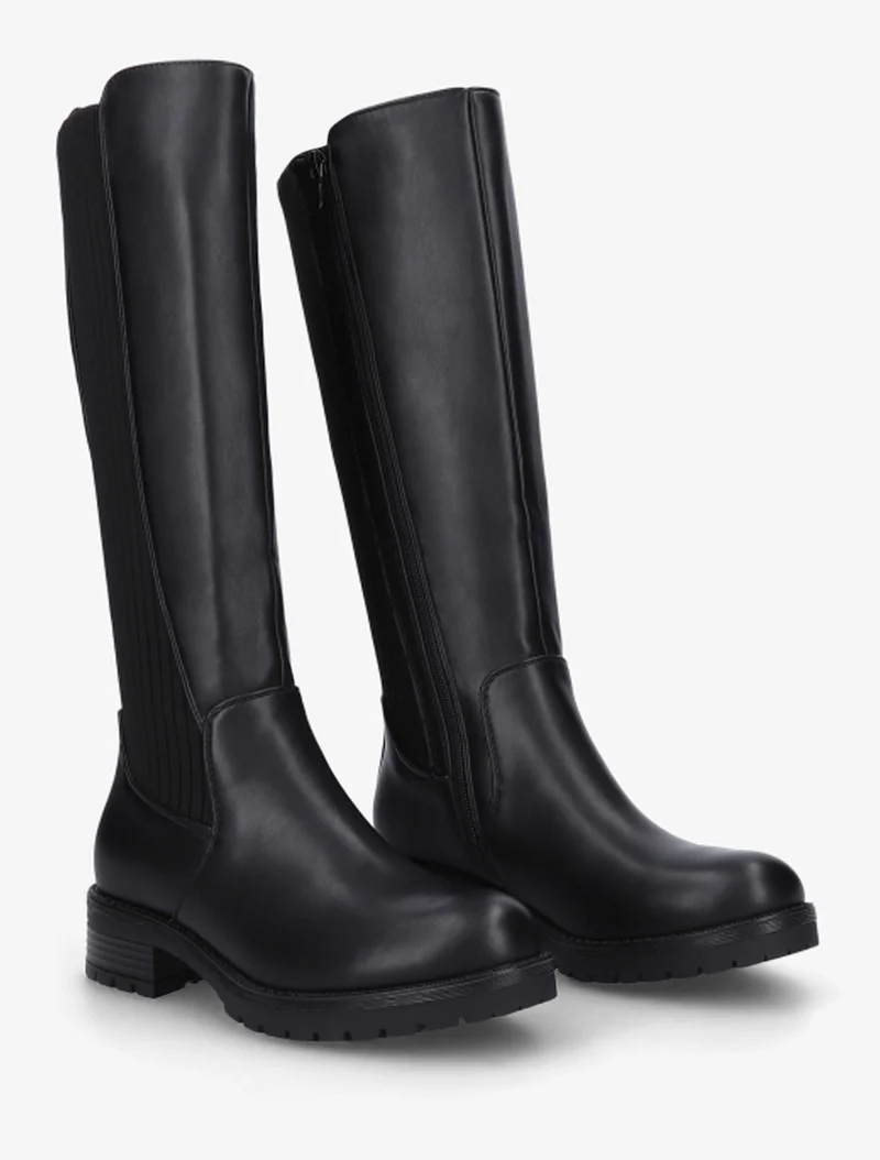 Bottes élastiquées en tissu côtelé - Noir