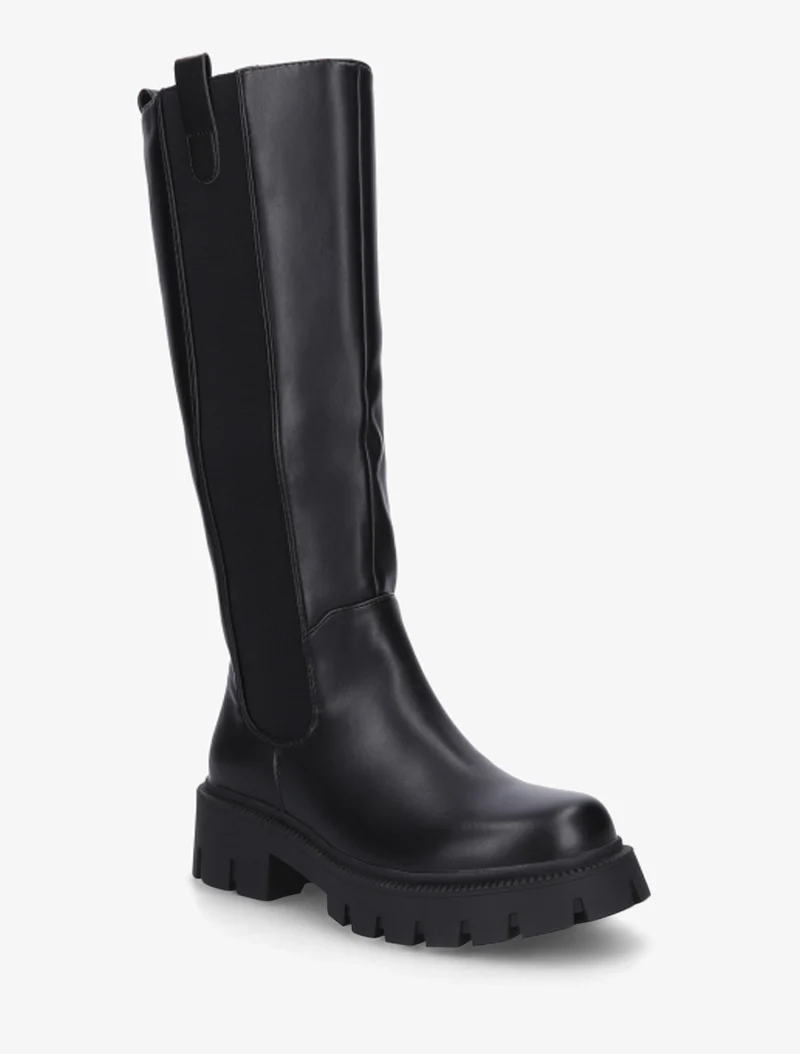 Bottes élastiquées en simili - Noir