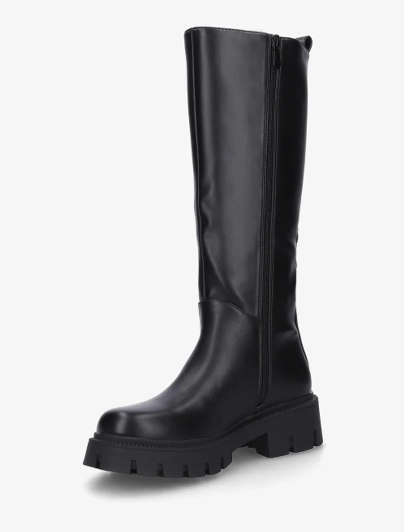 Bottes élastiquées en simili - Noir