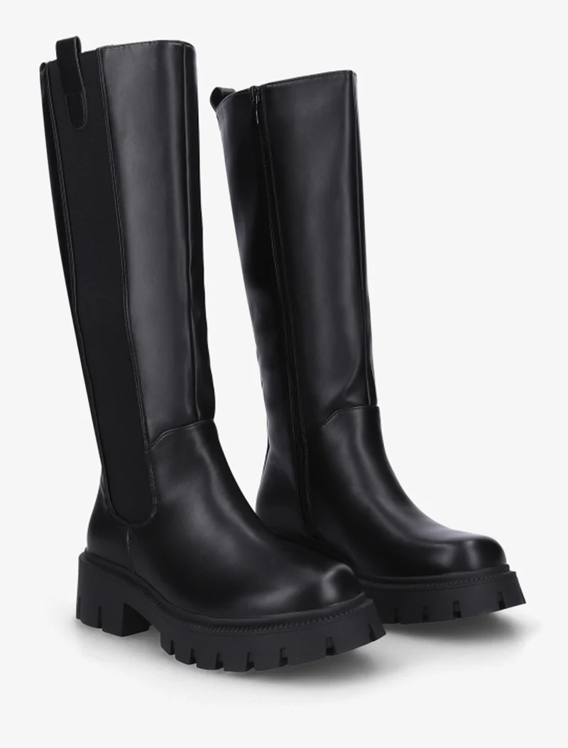 Bottes élastiquées en simili - Noir
