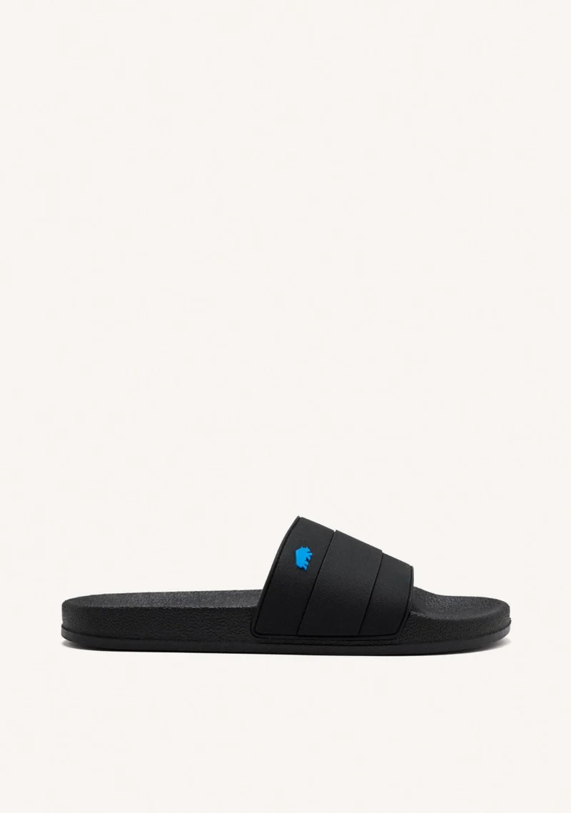 BLACK SLIPPERS WITH BLUE DETAIL FOR MEN BORGETTO