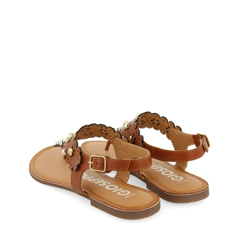 LEATHER SKIN SANDALS WITH FLOWER EMBELLISHMENT AND STUDS FOR WOMEN PRELOJ