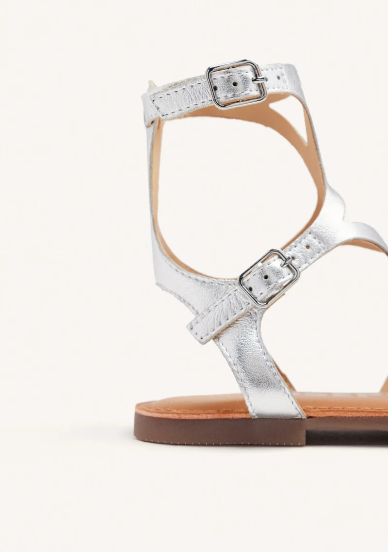 SILVER LEATHER ROMAN STYLE SANDALS FOR WOMEN TOPOJE