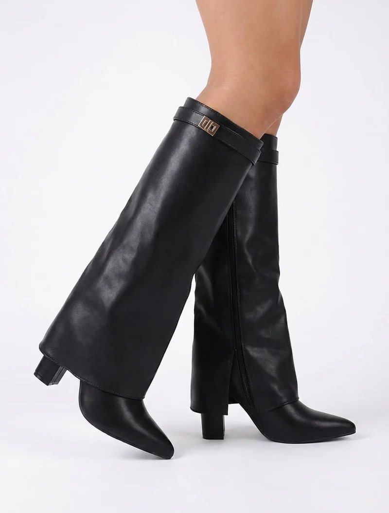 Bottes en simili à revers - Noir