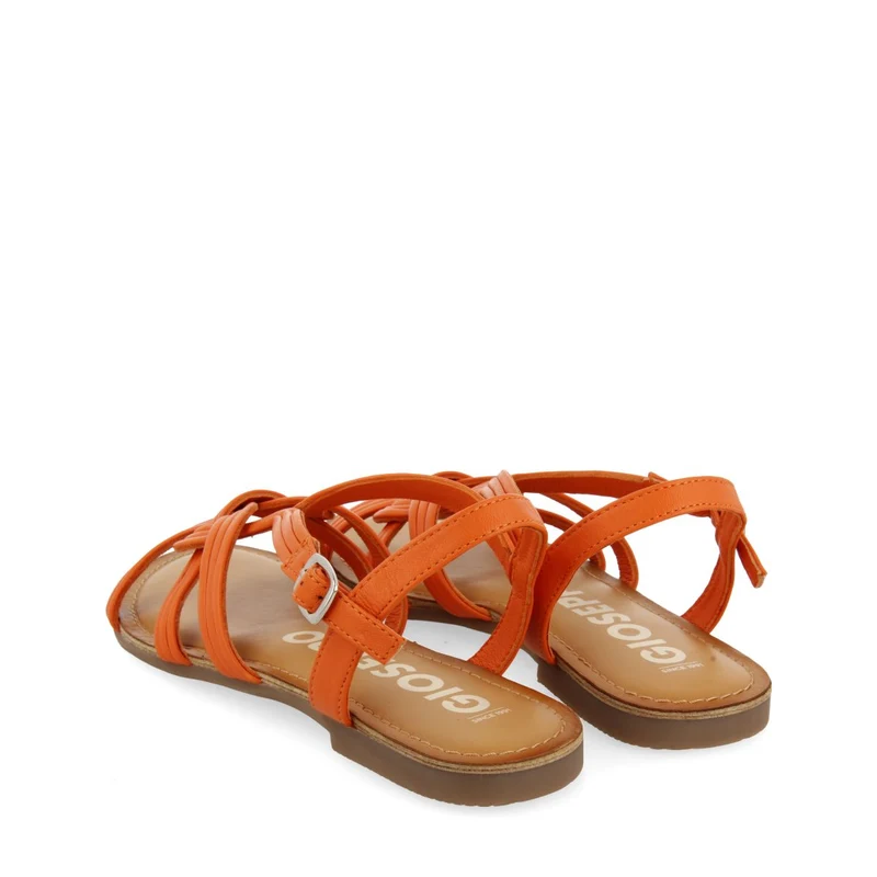 ORANGE LEATHER SANDALS WITH CROSS STRAPS FOR WOMEN GOLAJ