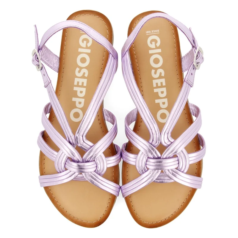 LAVENDER LEATHER SANDALS WITH CROSS STRAPS FOR WOMEN GOLAJ