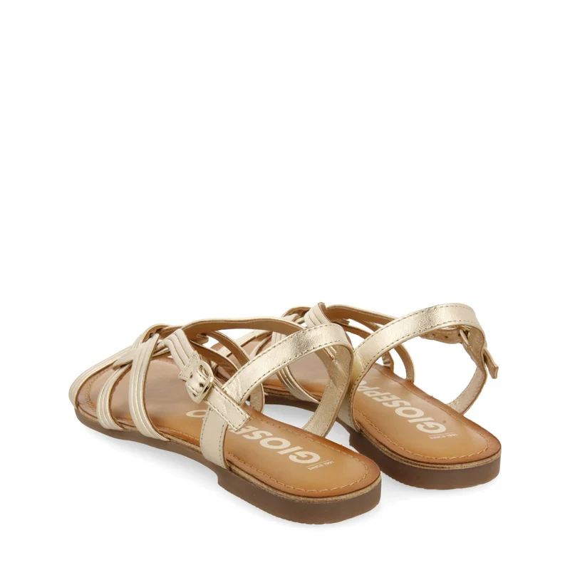 GOLDEN LEATHER SANDALS WITH CROSS STRAPS FOR WOMEN GOLAJ