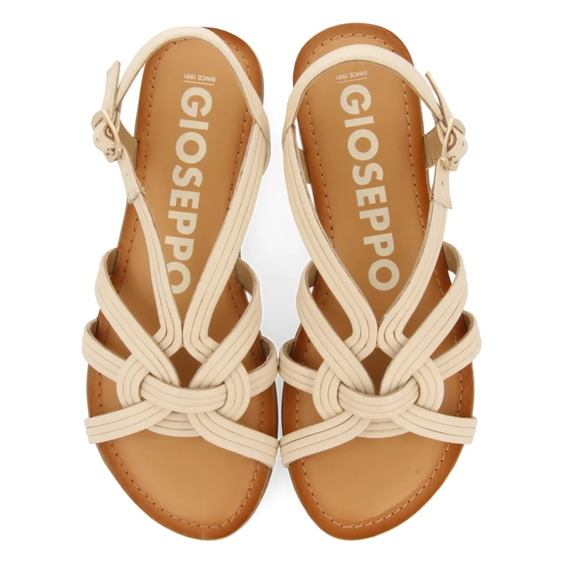 OFF-WHITE LEATHER SANDALS WITH CROSS STRAPS FOR WOMEN GOLAJ