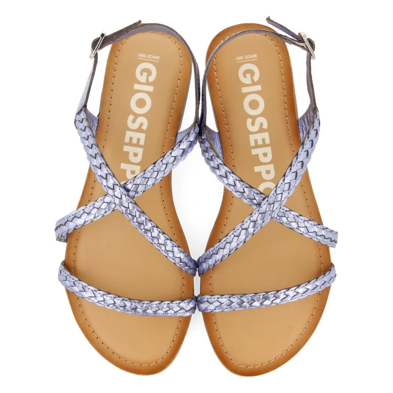 BLUE METALLIC BRAIDED LEATHER SANDALS FOR WOMEN CAPACI