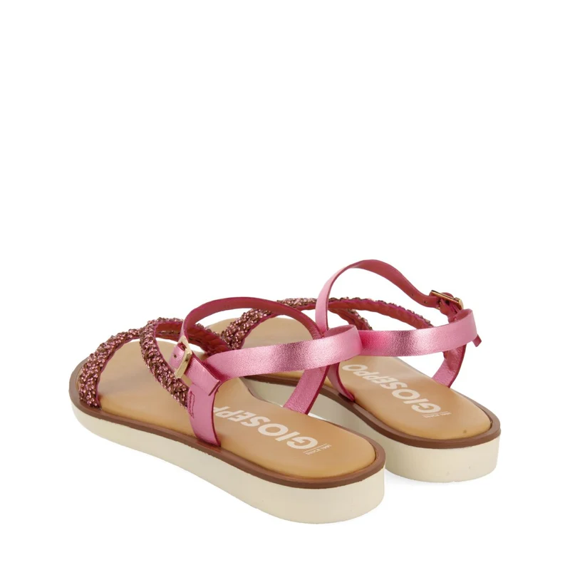 FUCHSIA LEATHER SANDALS WITH STRAPS AND EMBELLISHMENTS FOR WOMEN WALLOWA