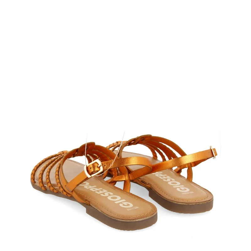 ORANGE METALLIC BRAIDED LEATHER SANDALS FOR WOMEN LIMINA