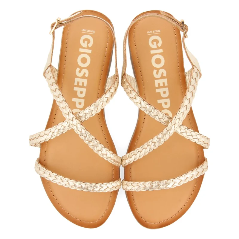 GOLDEN BRAIDED LEATHER SANDALS FOR WOMEN CAPACI
